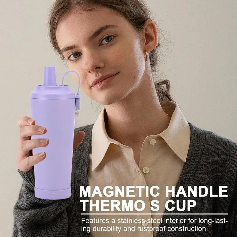 

Изолированный стакан, термобутылка с магнитной ручкой, 710 мл, большой емкости, спортивный изолированный стакан для воды с соломинкой и ручкой