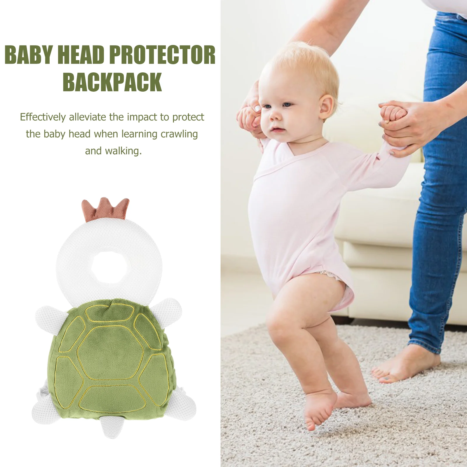 Amusement Park Zoo Learning to Walk Head Pillow Baby Toddler Protector Backpack Protection Pad Cute Green Cloth for Kids