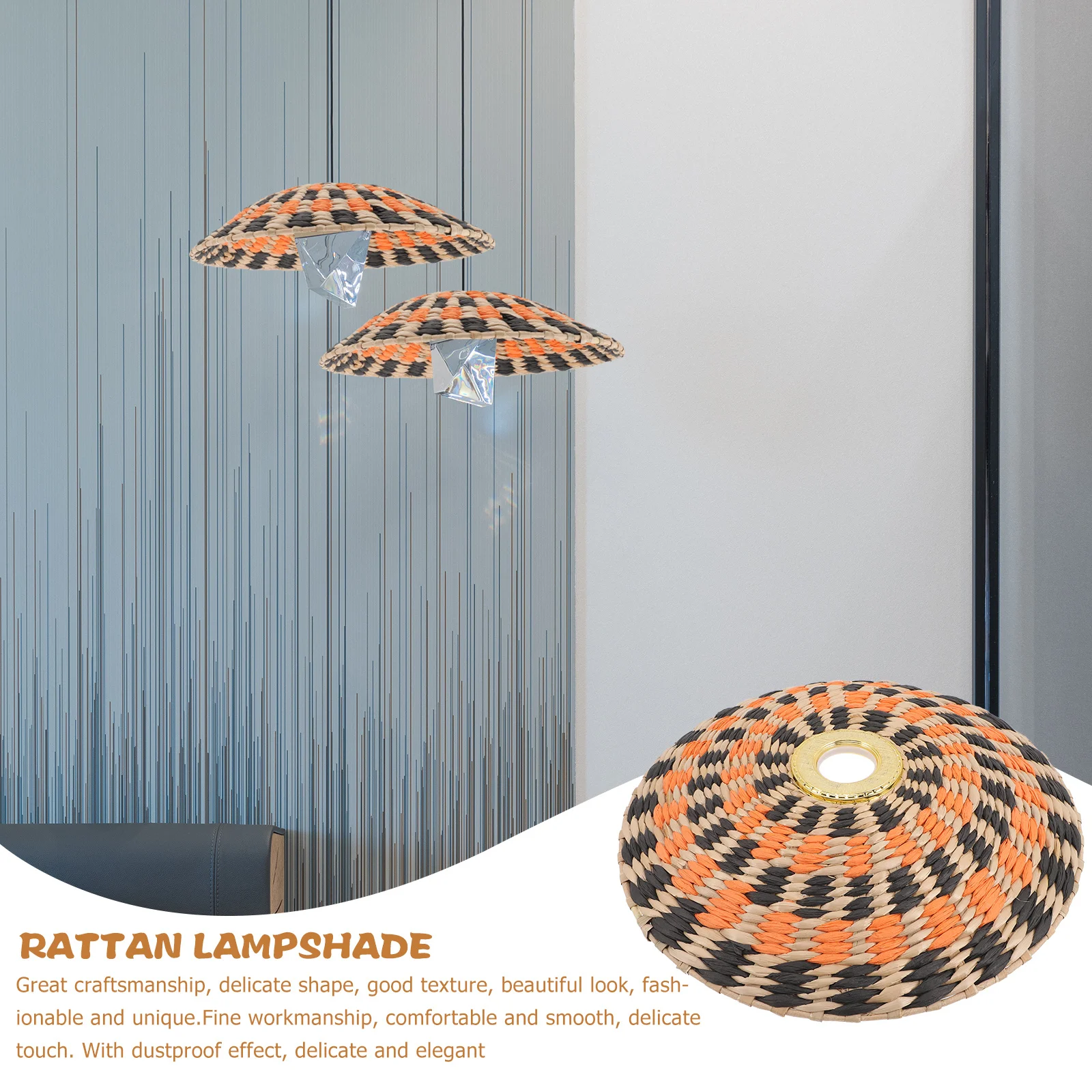 

Small Paper Woven Lampshade Retro Ceiling Light Shade Drum Lampshade Cover for Indoor Room Home Hotel Restaurant Use
