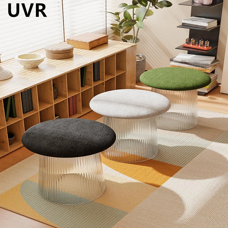 

UVR Living Room Simple Household Changing Shoes Small Bench Children's Low Stool Transparent Acrylic Cream Wind Round Stool