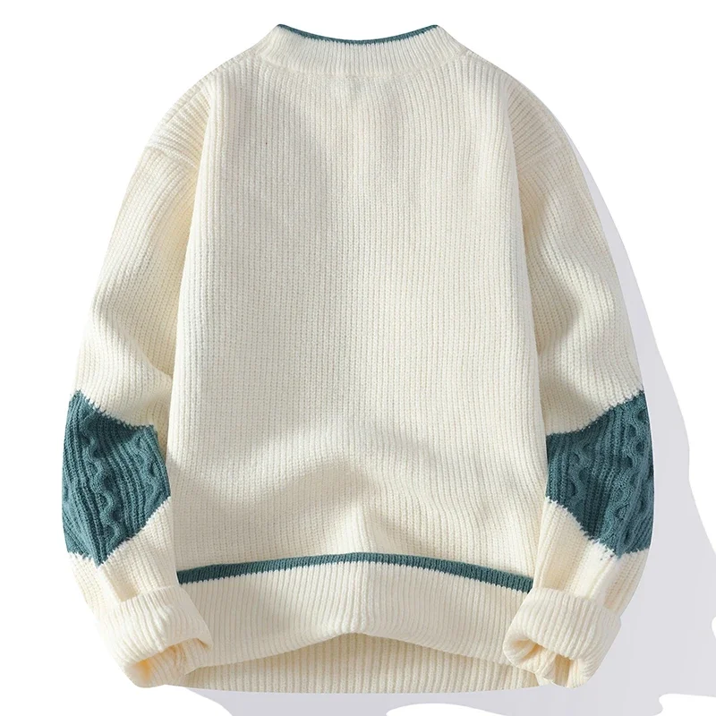 Pop männer Mock Neck Gestrickte Pullover Mode Patchwork Stricken Pullover Männer Herbst Winter Täglich Casual Warme Pullover Pullover M