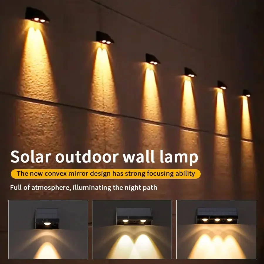 1pc Solar Wall Light Outdoor Illumination IP54 Waterproof LED Lamp Bulb Automatic Lighting at Night for Garden Yard or Balcony image 2