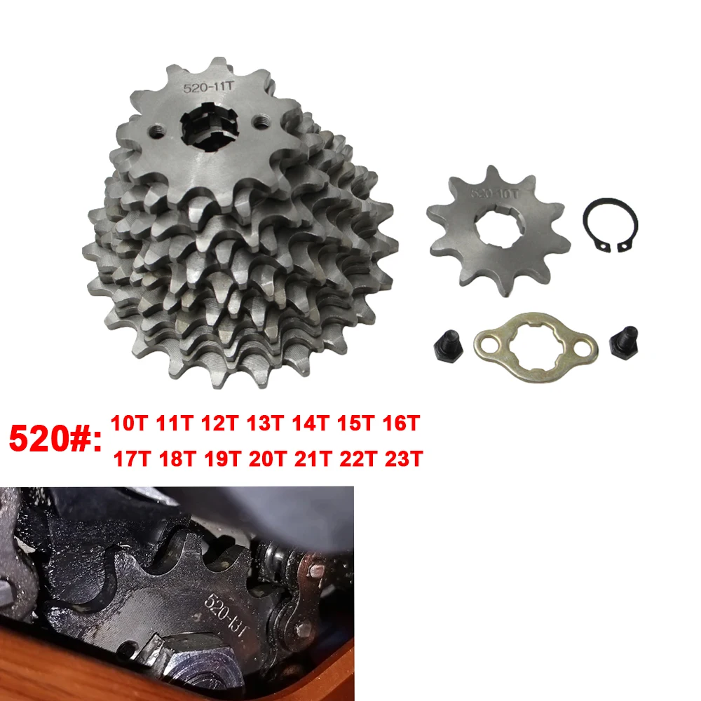 Front Engine 520-20mm 10T-23T Sprocket Suitable for Honda Lifan Zongshen YCF ATV Four-Wheel Off-Road Bicycle Off-Road Vehicle
