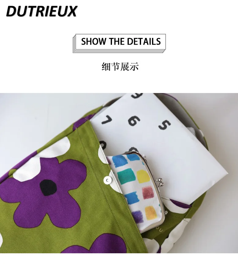 Japanese One-Shoulder Canvas Bag Casual Large Capacity Digital Handbag Simple Mom Shopping Cloth Bag Tote Bags for Women