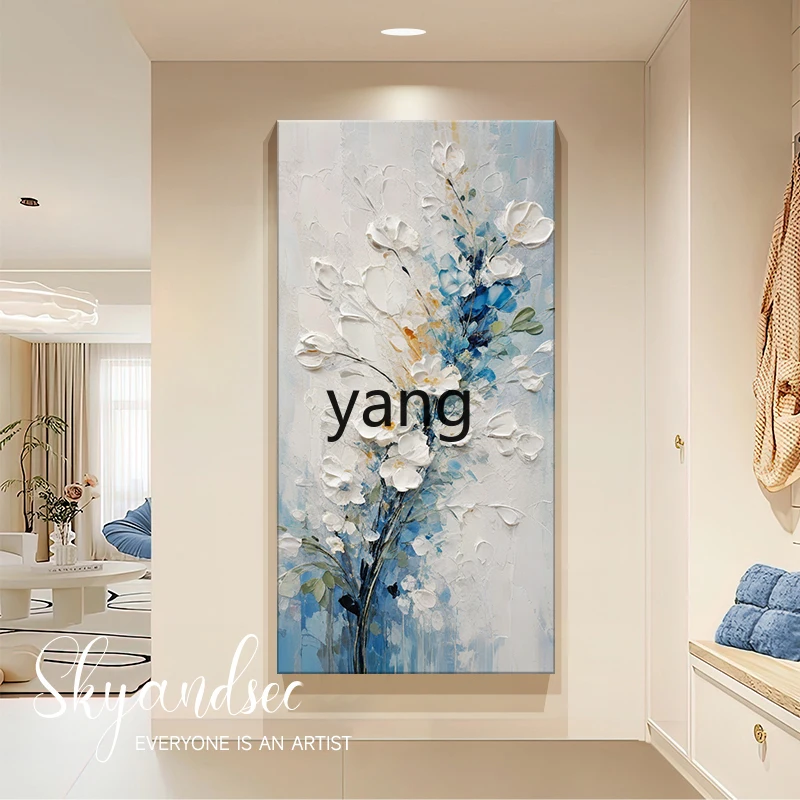 LMM， modern cream style entrance painting decorative painting blue thick texture hanging painting advanced sense