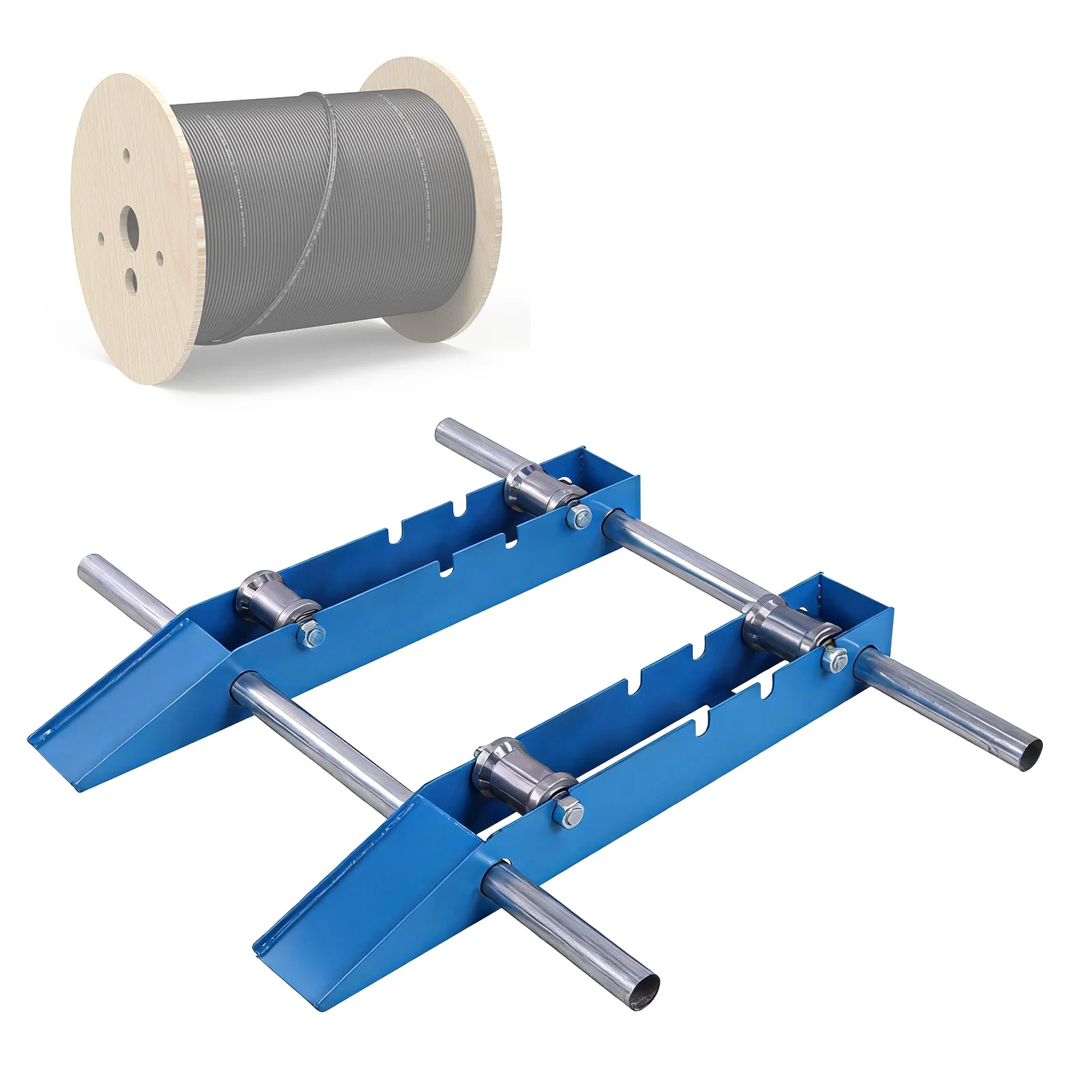 

Comercial Industrial Grade Steel Wire Dispenser with Adjustable Wheel Steel Cable Roller Stand for Diameter 30cm To 120cm