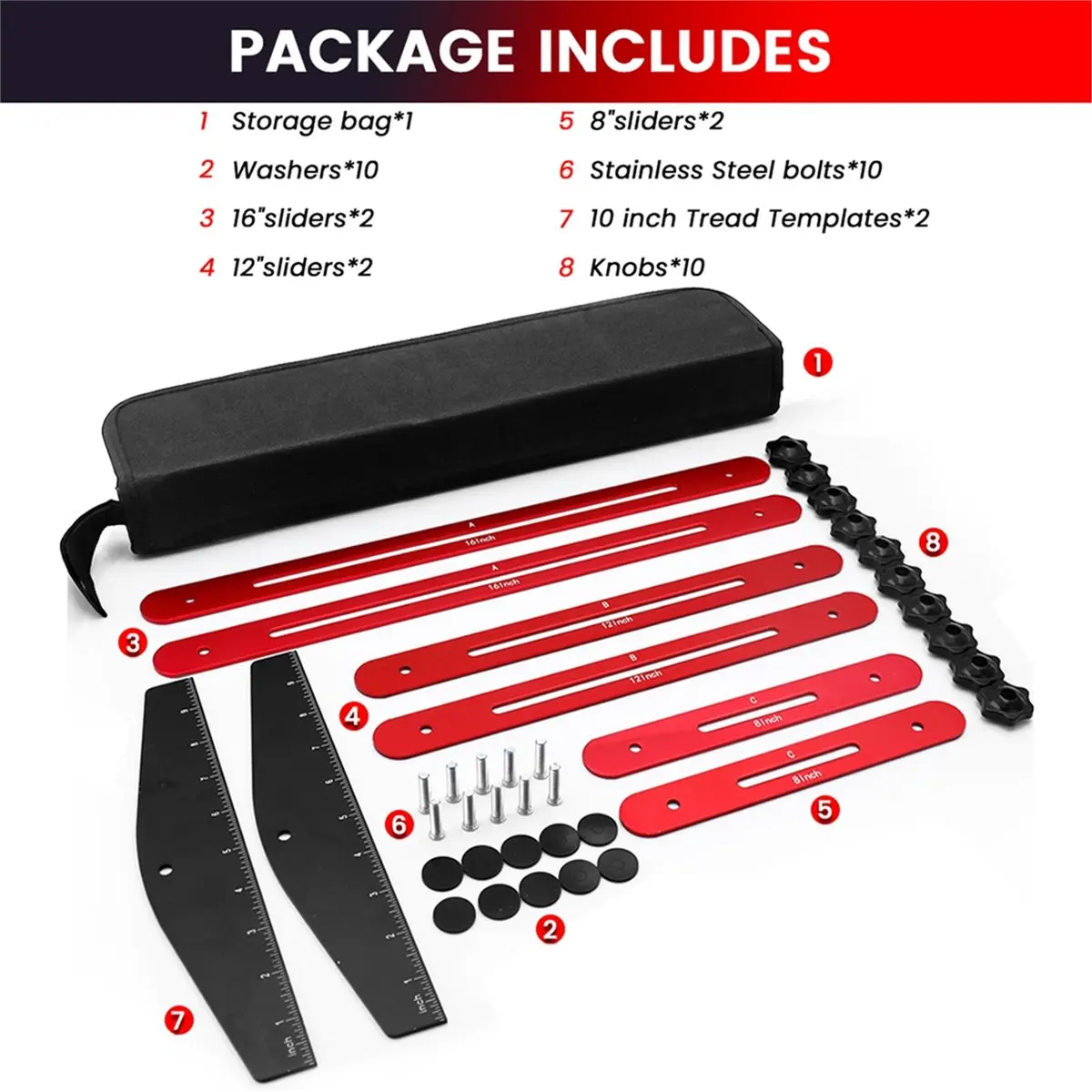 Stair Tread Template Tool-Step Measuring Jig with Ruler and Angle-10.2In to 60In Guage Wizard Scribe Tool Cutting Guides