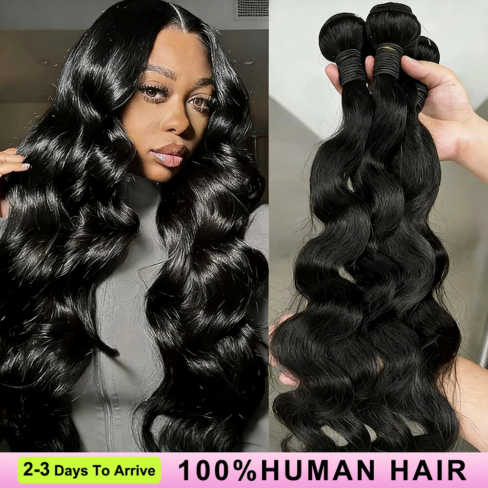 16A Double Drawn Body Wave Bundles Human Hair  100% Human Hair Brazilian Virgin Human Hair Extensions For Women Cheap Human Hair
