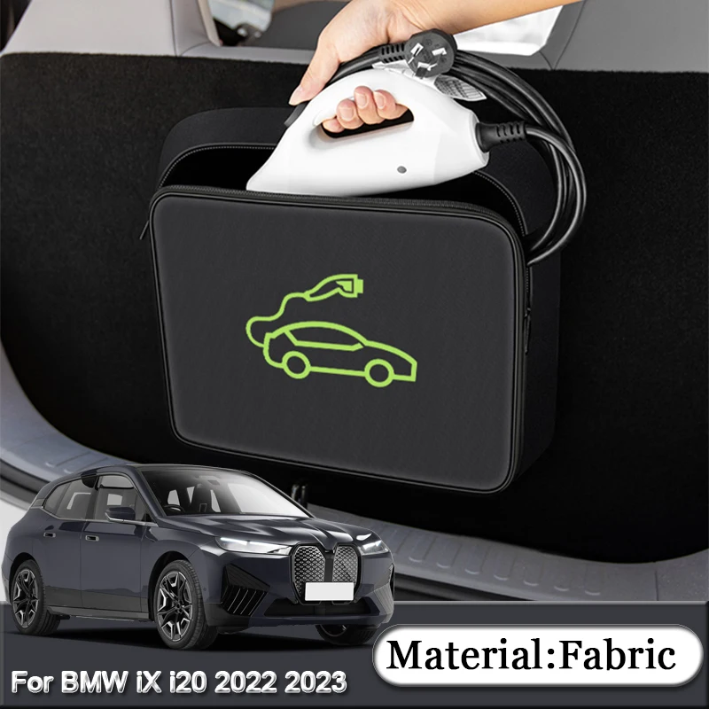 For BMW iX i20 2022 2023 Car Charging Cable Storage Bag Charger Plugs EV Sockets Equipment Organizer Bag Waterproof Accessory