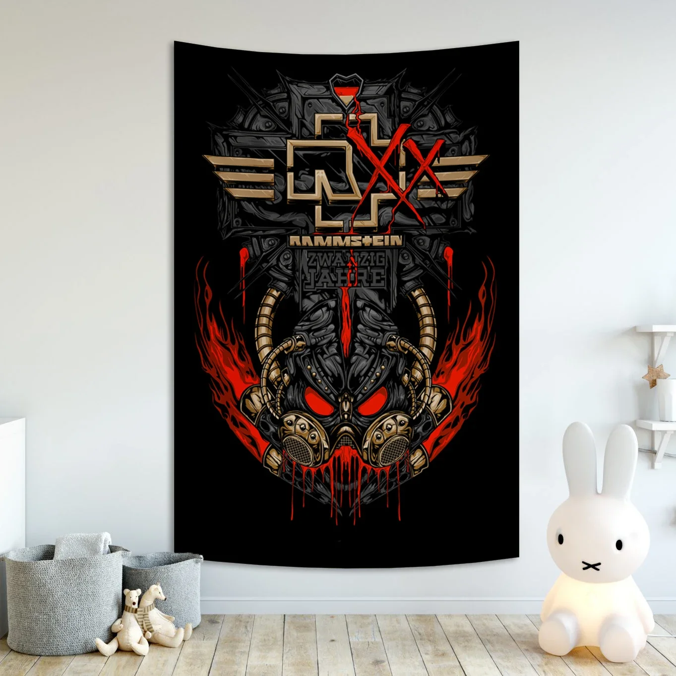 90x150cm German Industrial Heavy Metal Rock Band Tapestry Polyester Printed Art Decorative Banner tapestry wall hanging