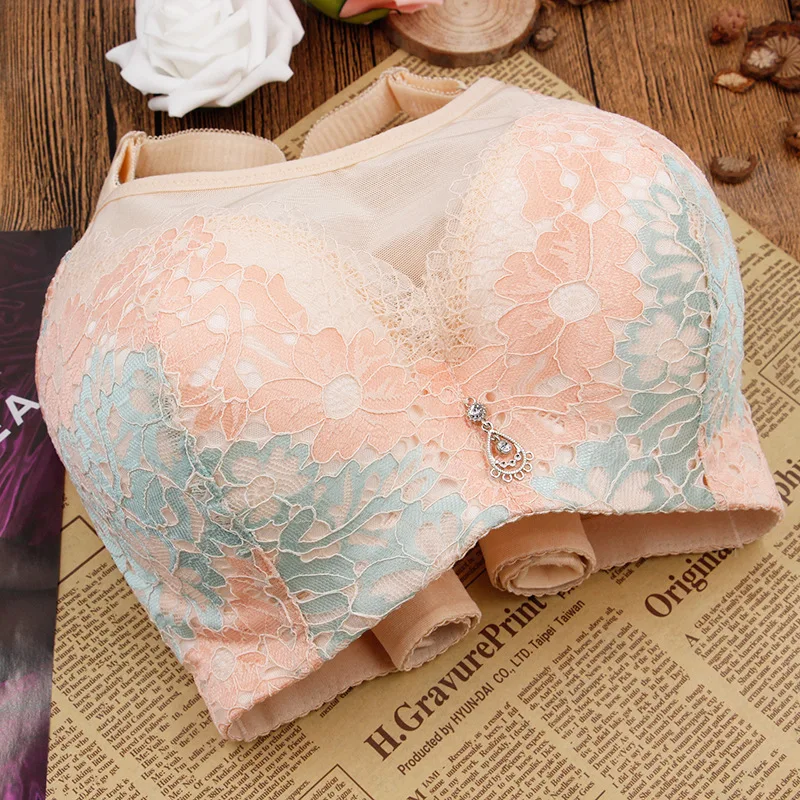 Women\'s underwear large size bra thin fat MM adjustment push up bras top breast sexy lace collection breast