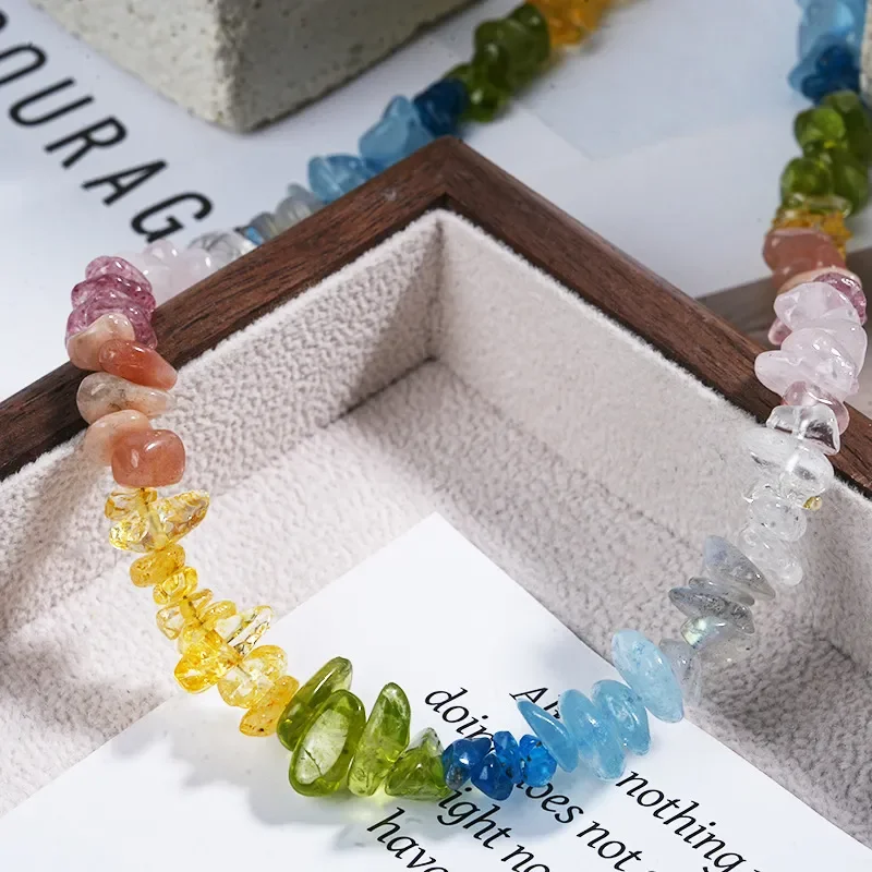 Crystal broken silver rainbow necklace simple and versatile ins fresh and white girlfriend gift pearl fresh and sweet