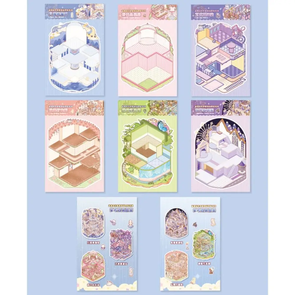 New PET Miniature Scene Collection Cartoon Super Large Scene Stickers DIY Visual Stacking Landscape Sticker Book
