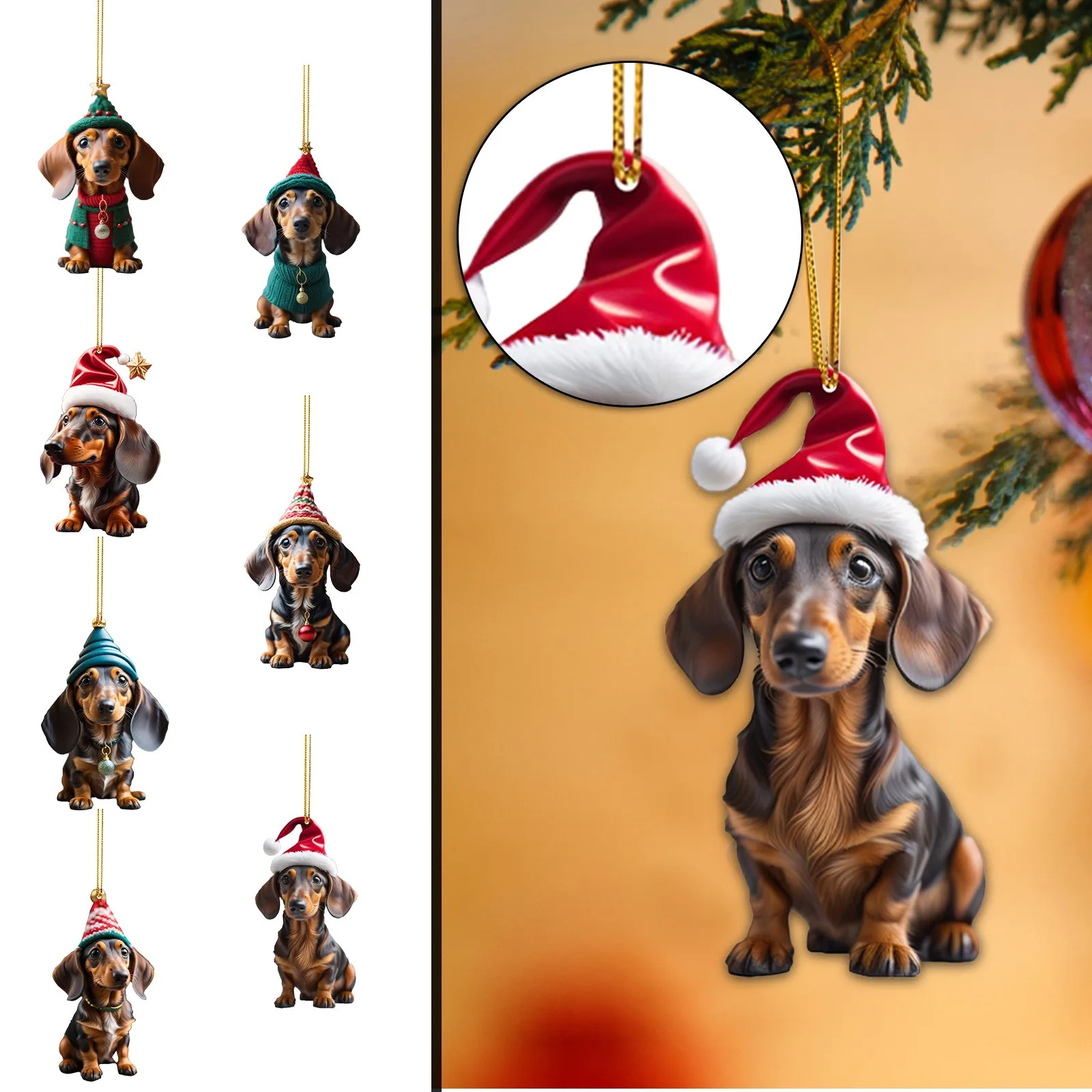 New Funny Dog Christmas Tree Decorations Dachshund Christmas Decorations 2024 Gift Party Favors