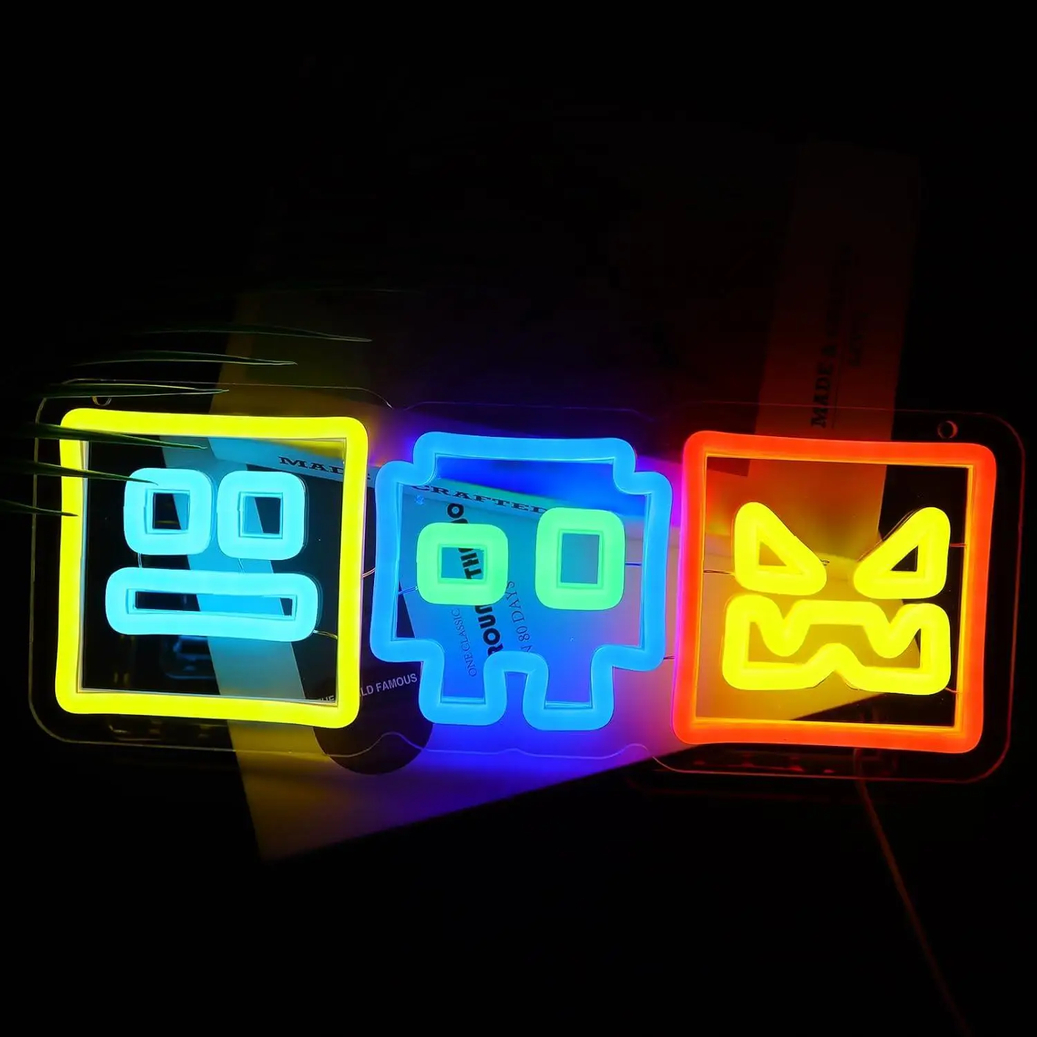 

Geometry Colorful Blocks Dash Neon Sign Rhythm Jump Game LED Neon Light for Game Room Bedroom Kids Room Decoration Special Gifts