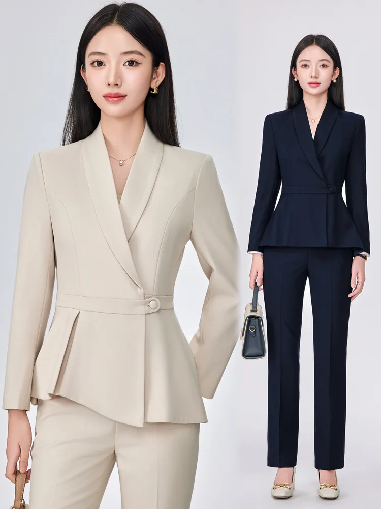 

Комплект деловой одежды для женщин в индустрии красоты, новая осенняя коллекция, высококачественная профессиональная форменная одежда для собеседований и деловых встреч.