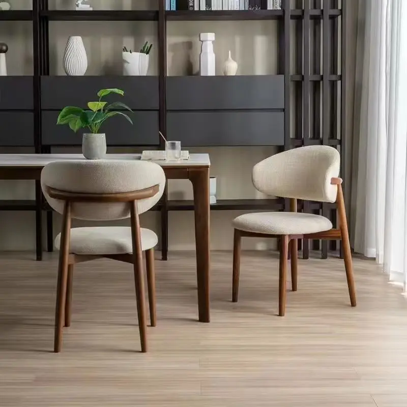 

Luxury Modern Nordic Chairs: Solid Wood, Minimalist Backrest, Ideal for Home Dining & Leisure