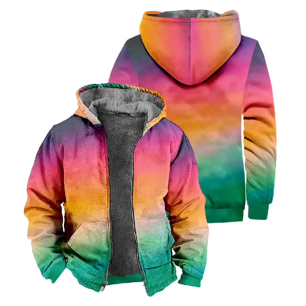 

New Rainbow TIE DYE Design Zipper Hoodies Merch Hoodie Winter Men/Women Streetwear Dress Up Full Zip Hooded long sleeve