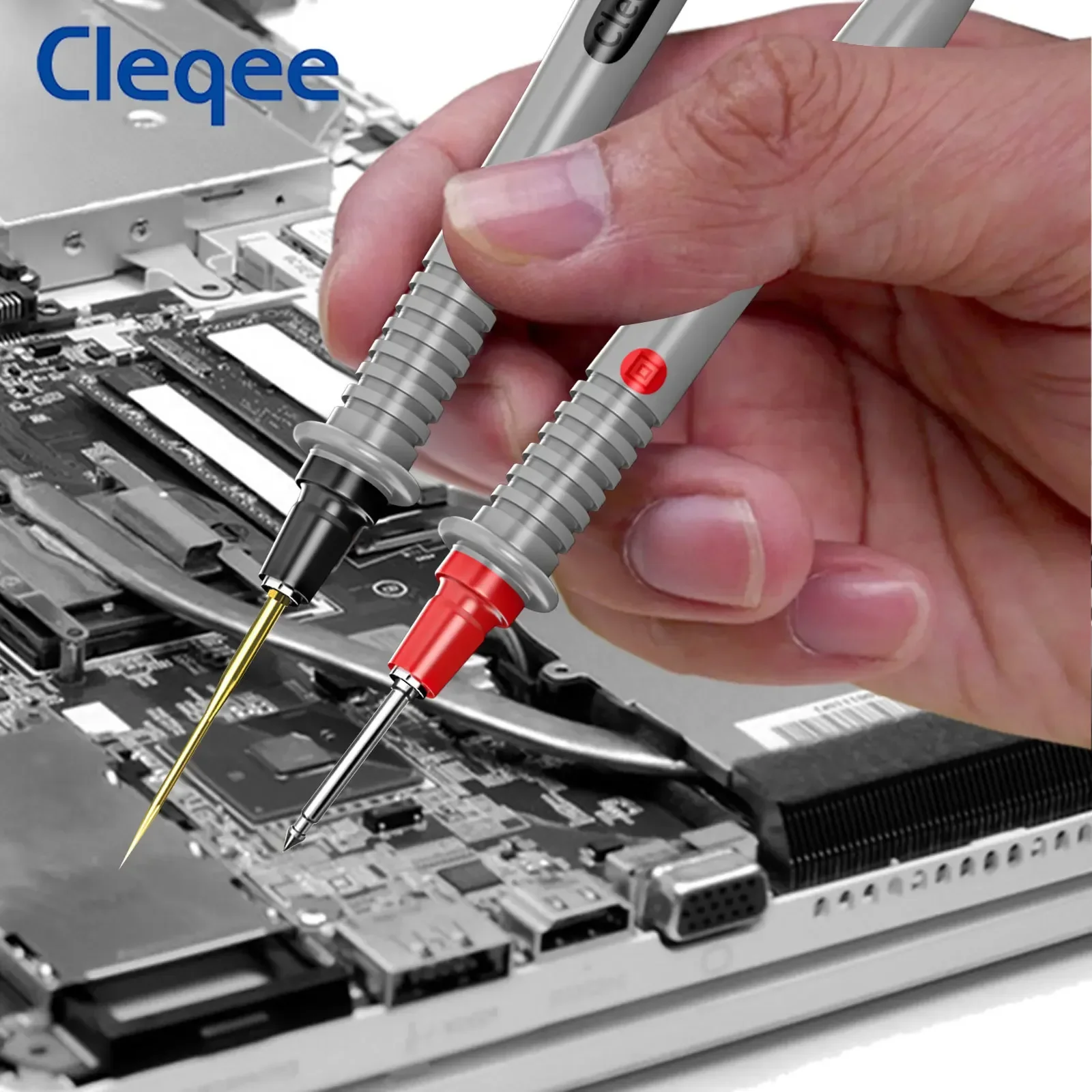 Cleqee P8003.1 1mm/2mm Replaceable Needles Pin with Thread or no thread Test Probe Kit 1mm Gold Plated Sharp & 2mm Thick Needles