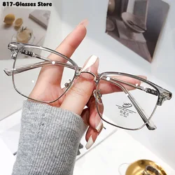 New Metal Half Frame Reading Glasses Men Women Fashion Transparent Presbyopic Glasses for Middle-aged and Elderly +1.0 To +4.0