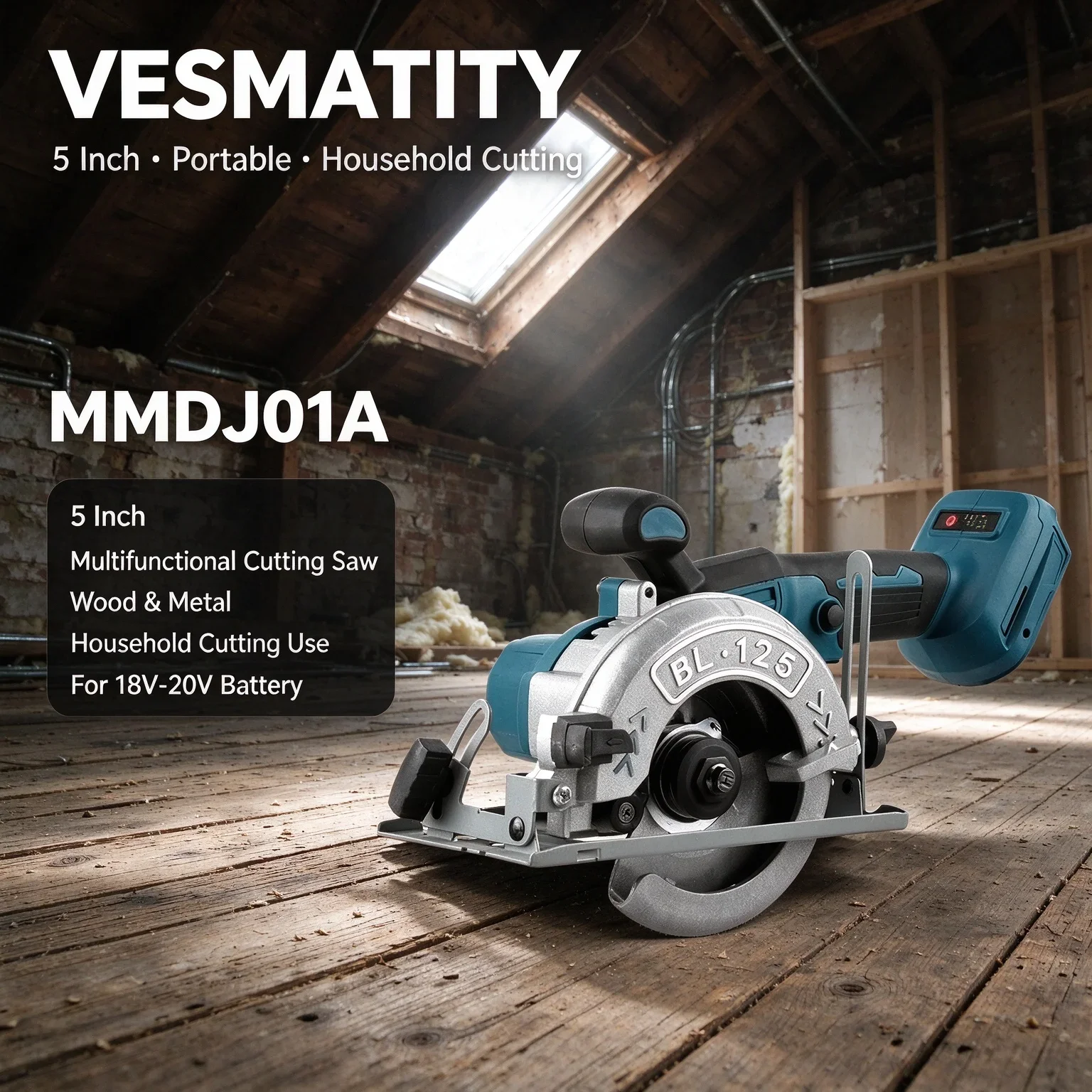 MMDJ01A 5 Inch Multifunctional Cutting Saw Portable Hand Tool Wood Metal Household Cutting Use For 18V-20V Battery