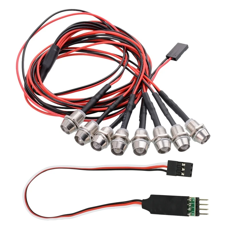 8 LED Light Kit 2 White 2 Red 4 Yellow With CH3 Lamp Control Panel For 1/8 1/10 Axial SCX10 Traxxas TRX4 D90 HSP RC Car