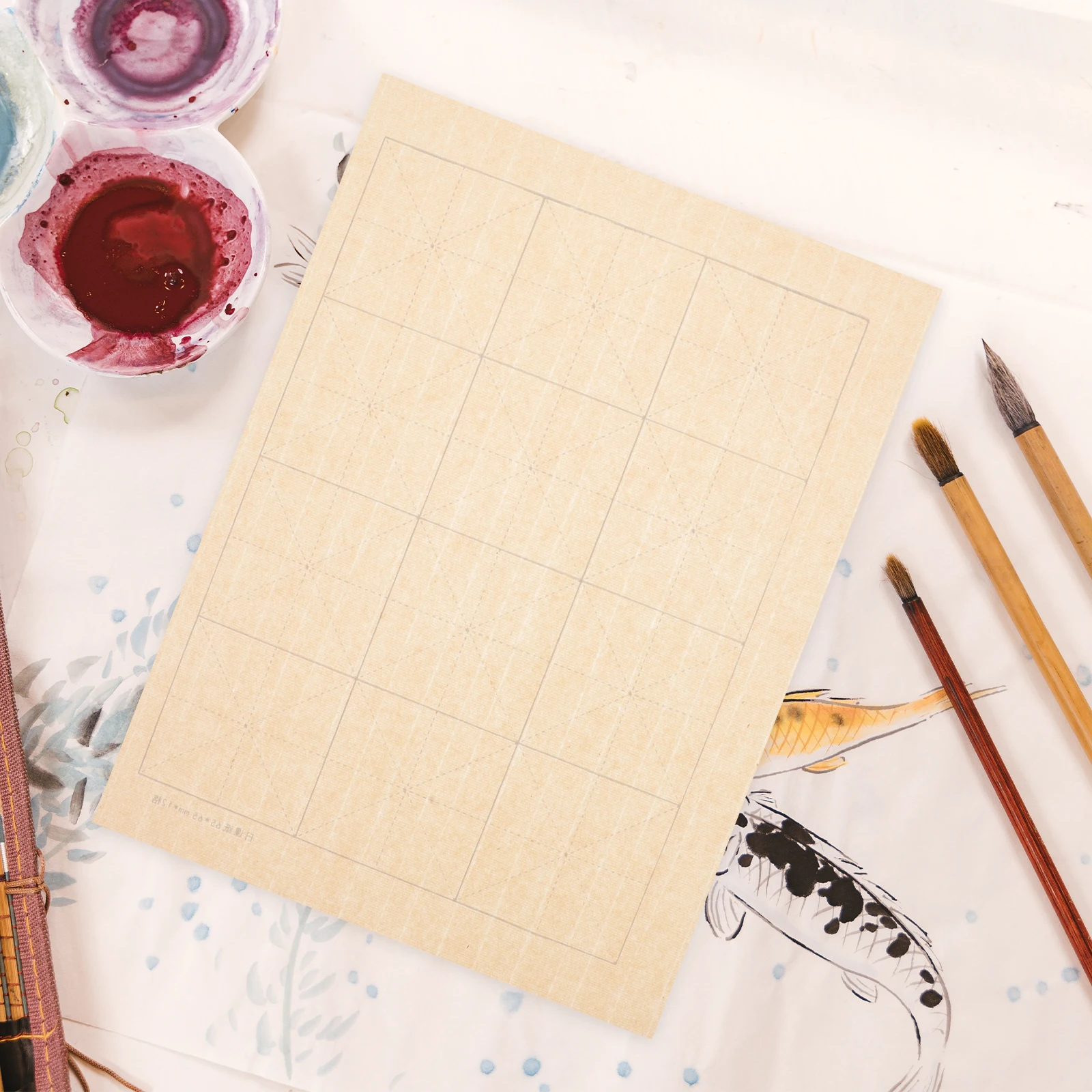 

100 Sheets Grid Calligraphy Paper Retro Rice Durable Practical Xuan Writing Smooth Odorless Versatile Ink Suitable Brush
