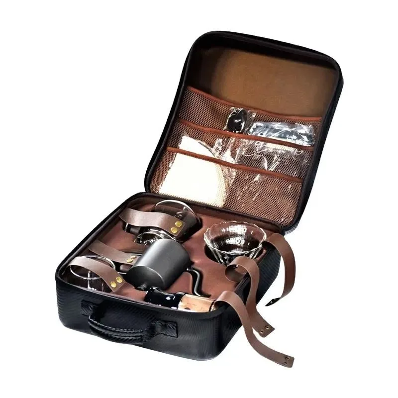 Coffee hand tools include electronic scale  pot grinder  paper filter  glass water cup tea set kitchen accessories