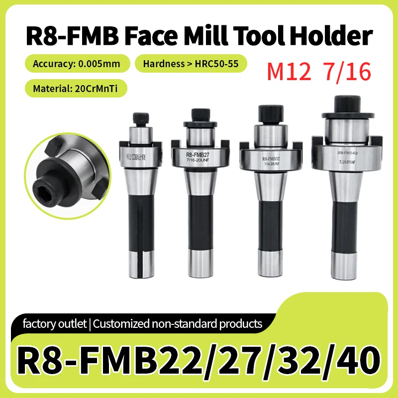 R8 Taper FMB Milling Arbor｜FMB22/FMB27/FMB32/FMB40 Dual Thread M12 / 7/16 Compatible with BAP & EMR Series Face End Mill