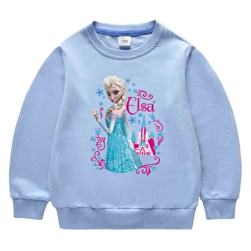 Quality Cotton Disney Frozen Elsa Tee Shirt Girl Clothing for Children T-shirt Pink Girls Long Sleeve Kids Tops Bluey Clothes