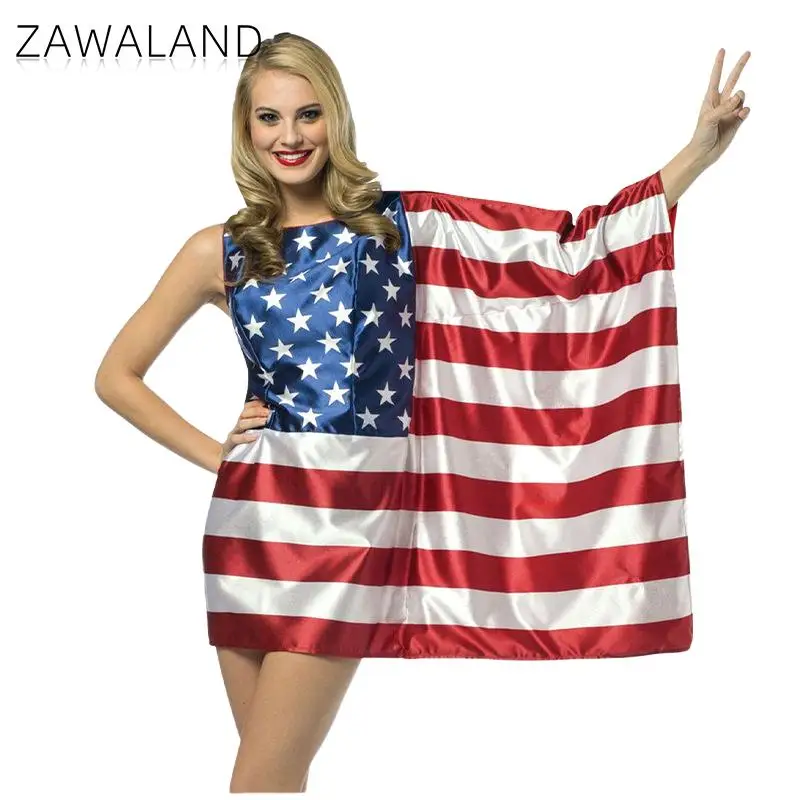 

Zawaland Independence Day Cosplay Costume National Flag Printing Holiday Party Stage Performance Carnival Funny Clothing