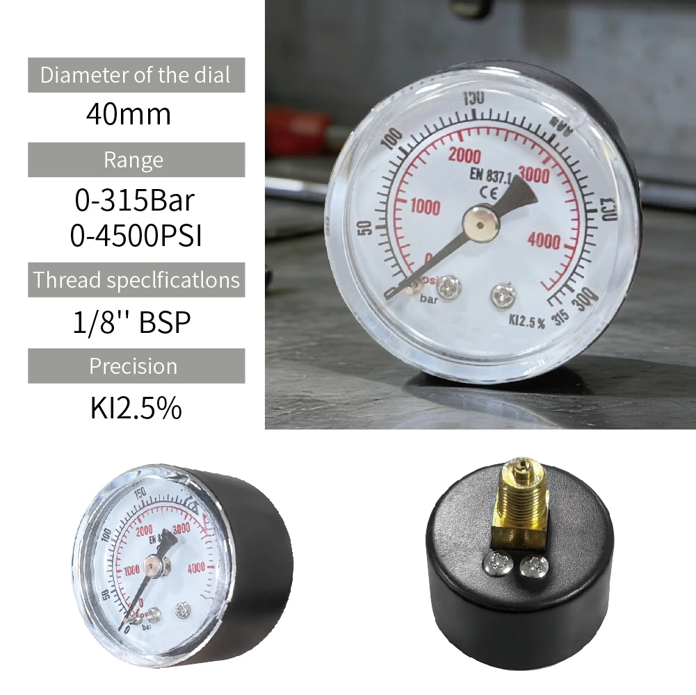 4500psi High Pressure Gauge 40mm diameter with 1/8'' BSP for FX Accessories