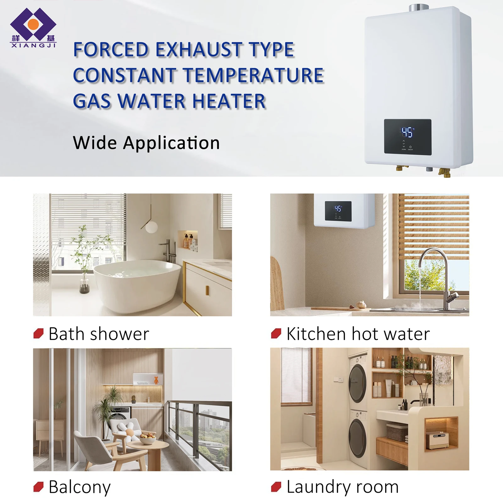 24L LPG Gas Water Heater Domestic Instant Tankless Propane Tankless Gas Water Heater