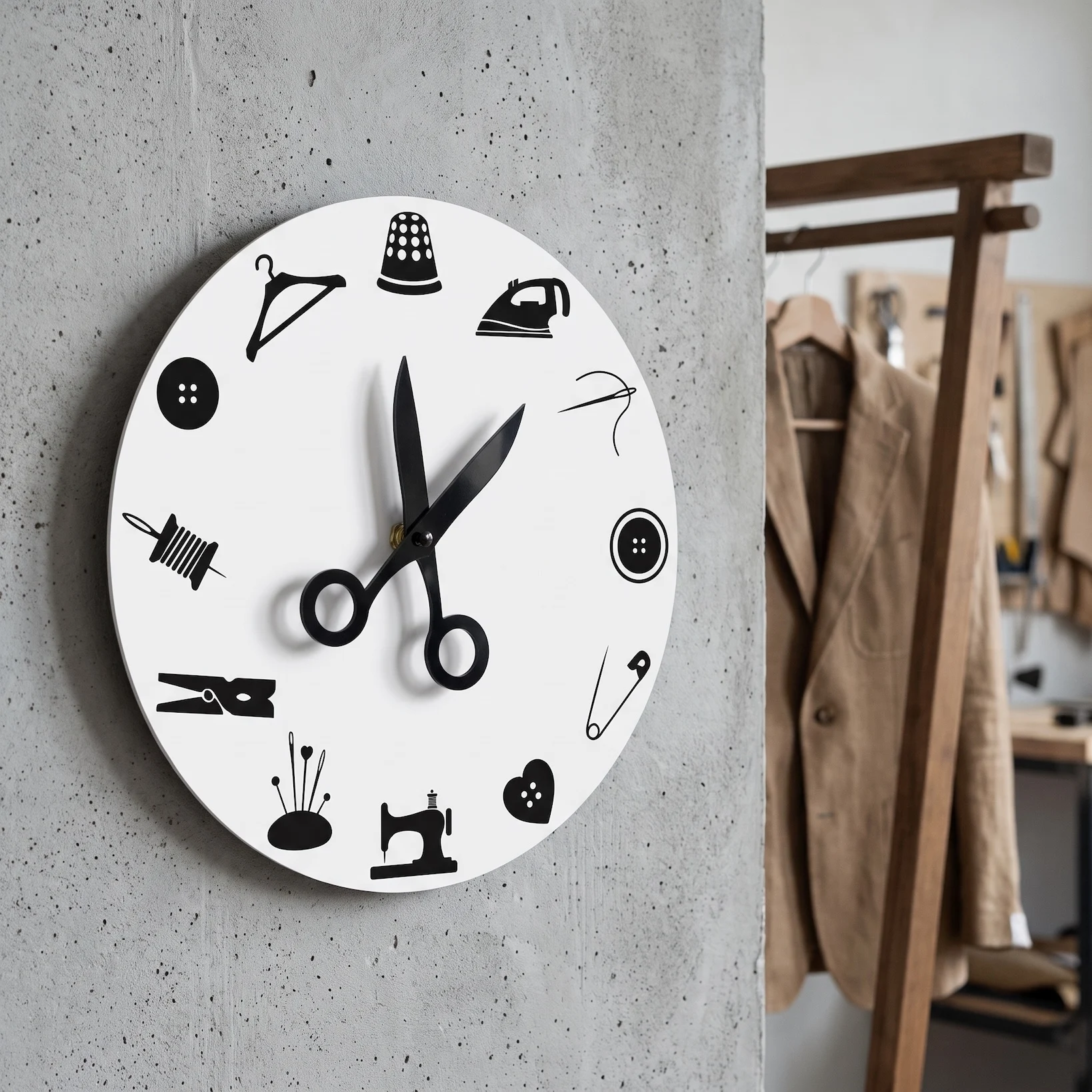 Sewing Craft Wall Clock Scissor Shaped Clock Hands for Sewing Room Tailor Studio Handcraft Art Silent Wall Clock Seamstress Gift