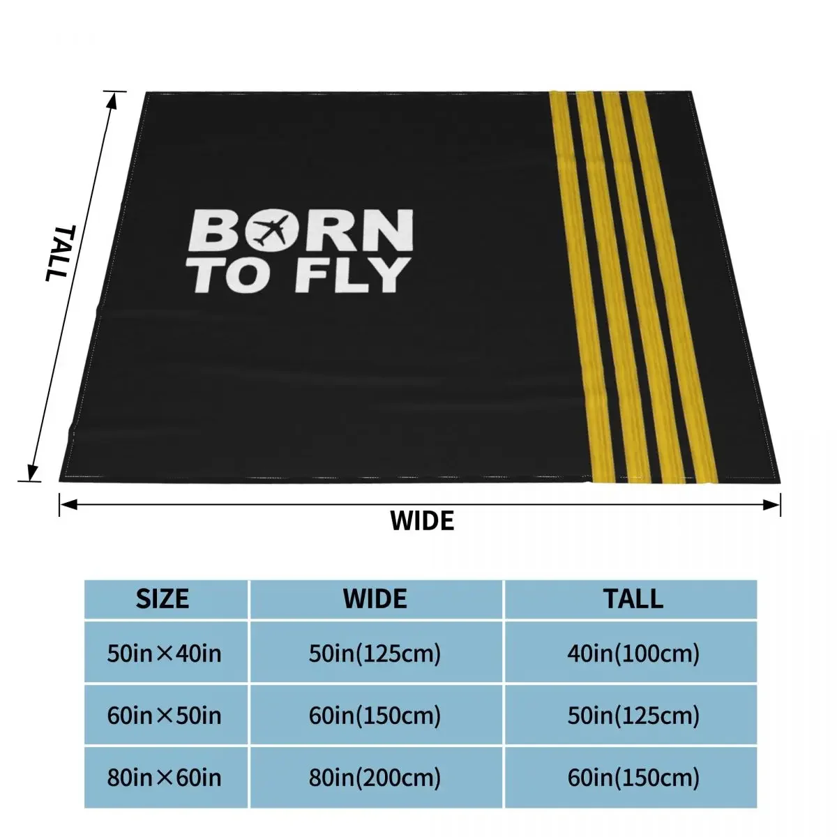 Born To Fly Captain Stripes Plush Blankets Pilot Air Fighter Novelty Throw Blanket for Sofa Bedding Lounge 150*125cm Bedspread