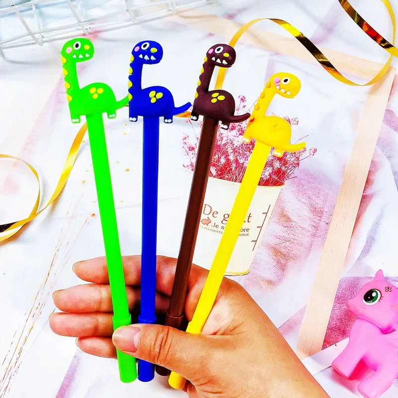 50PCS Cute Girl Heart Water Pen Black Student Signature Pen Creative Cartoon Long Neck Dinosaur Stationery Gel Pens