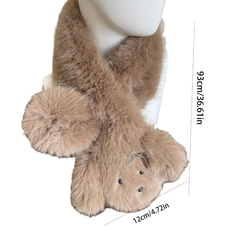 Elegante sciarpa di pelliccia imitazione di colore puro caldo carino carino cucciolo sciarpe fiocco croce collo di pelliccia scialle di peluche autunno inverno