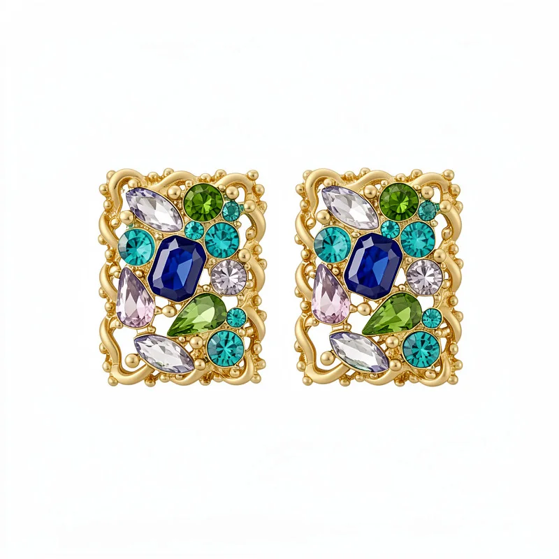 

Retro Luxury Color Zircon Earrings 925 Silver Pin Elegant Noble Temperament Women Wedding Banquet Fine Jewelry Gifts