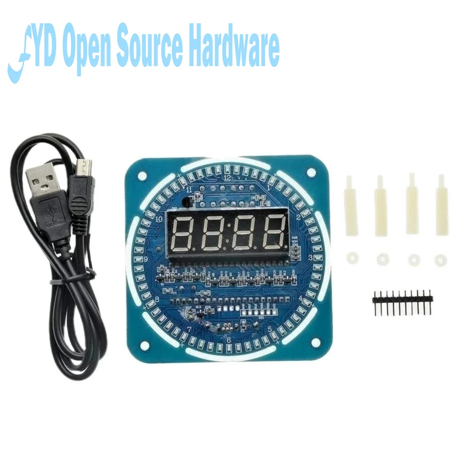  Alarm Electronic Digital Clock LED Temperature Display DIY Kit Learning Board 5V with shell DS1302 Digital LED Display Module