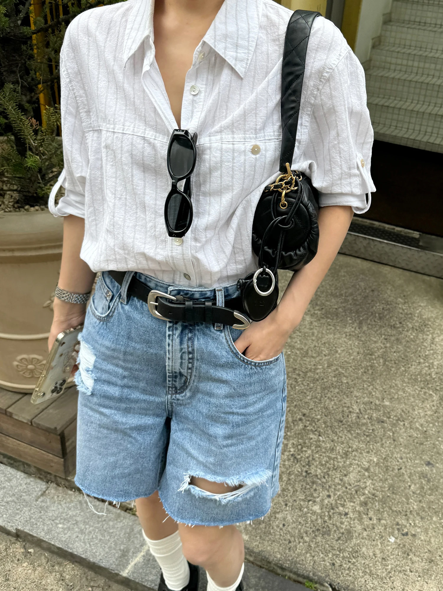 

WXLSTUDIO Повседневные джинсовые шорты для женщин, летние, новые, с широкими штанинами, с эффектом потертости, из смесового хлопка, в стиле Coast Sunset