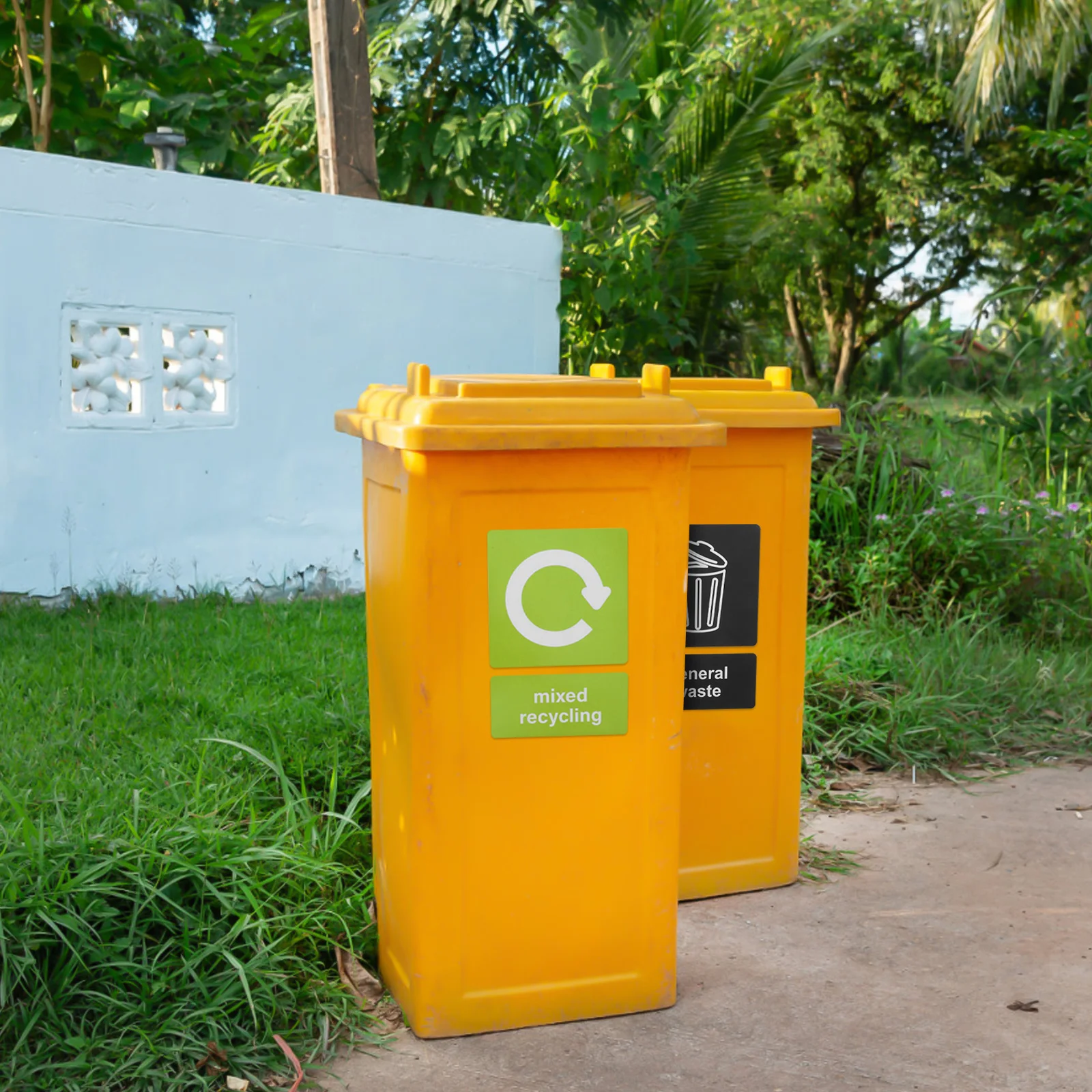 

10Pcs Trash Can Decals Durable Recycle Stickers Classification Symbols Easy Peel Stick Outdoor Public Areas Waste Bin Stickers