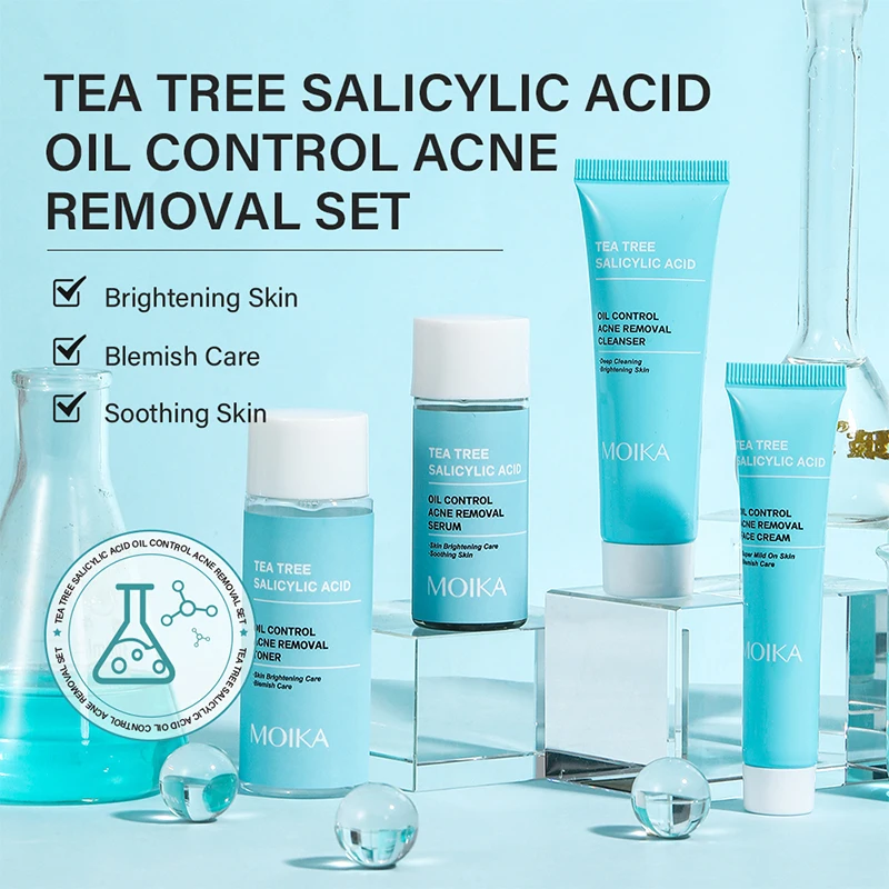 MOIKA Tea Tree Salicylic Acid Oil Control Acn-e Removal Set: Blackhead Reduction Face Smooth Repairing Skin Care Kit