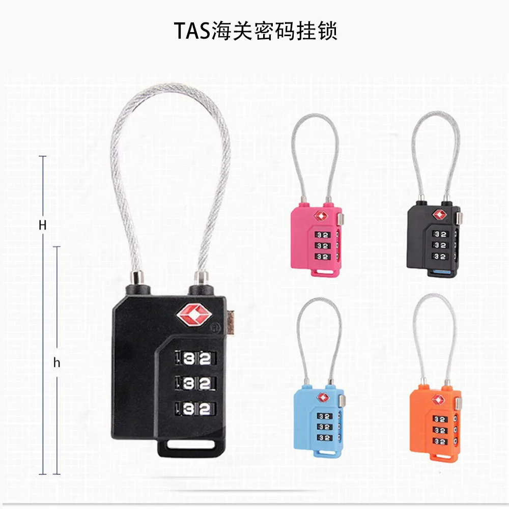 Customs lock Combination lock Travel zipper with a lock case package wire rope padlock safe travel new companion