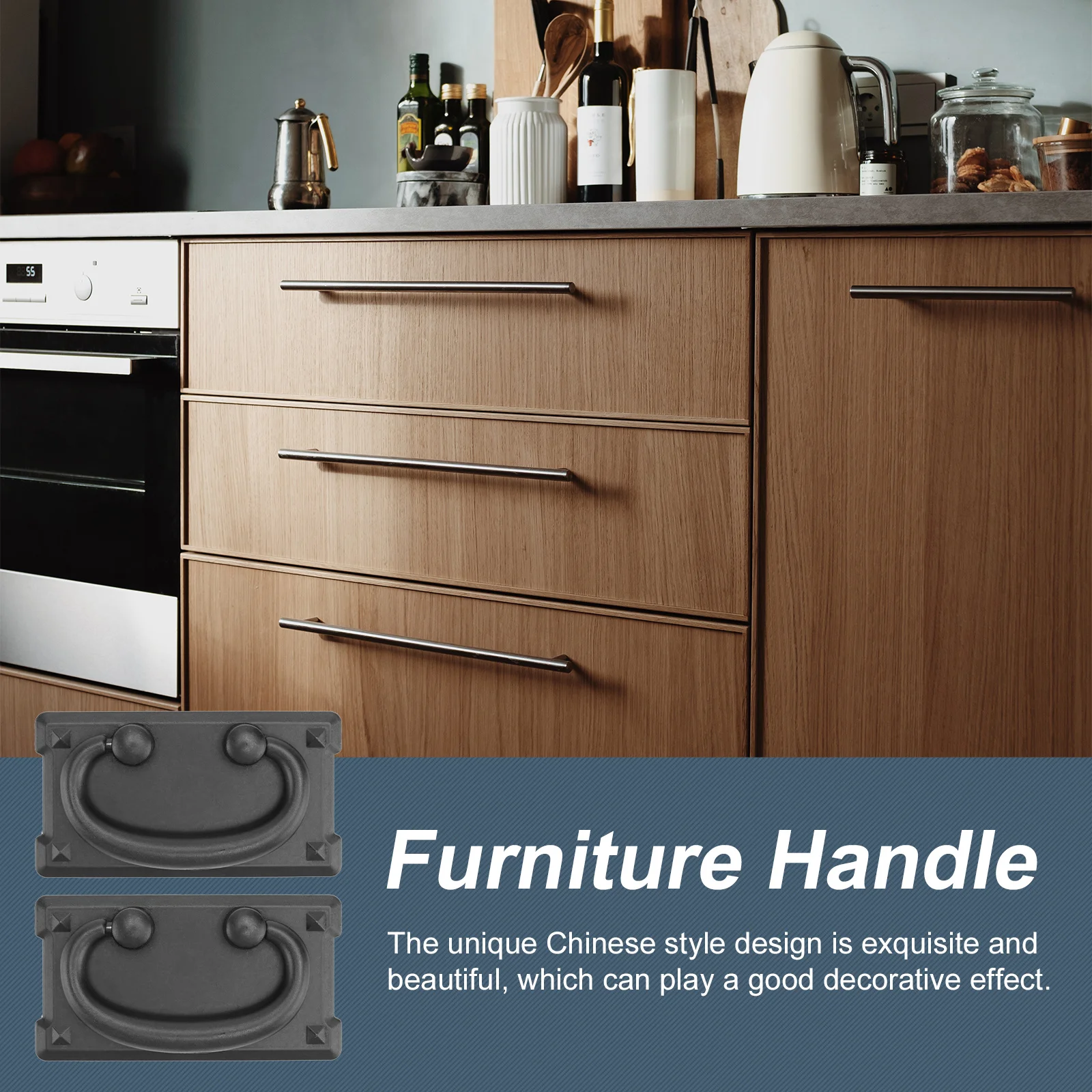 

2Pcs Zinc Alloy Handles Chinese Vintage Style Cabinet Door Pulls Drawer Grips for Wardrobe Furniture Cupboard Decorative