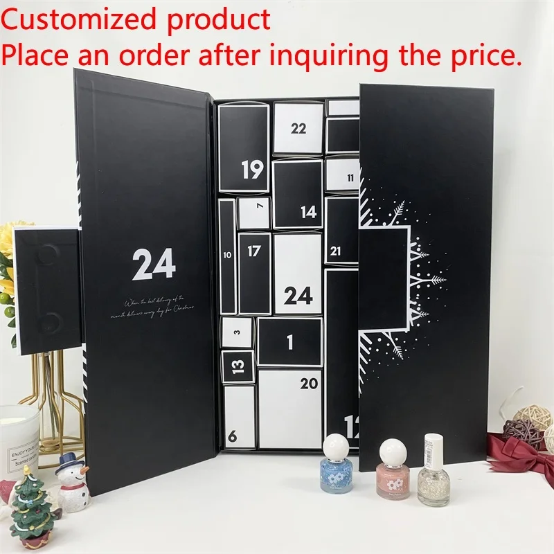 

Customization.Customization.Hot Sale Christmas Gift Box Black Packaging Nail Polish Storage Cosmetic Skincare Surprise Advent Ca