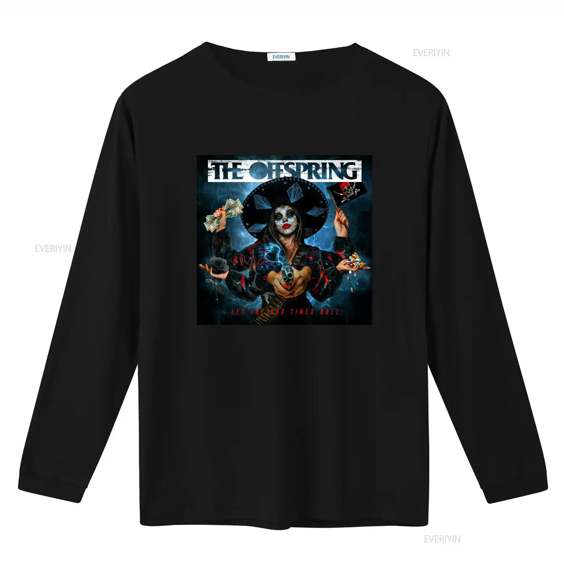 The Offspring Let Bad Times Roll Cotton Black T Shirt Size S 5XL Rock Band  vintage Washed streetwear Stylish Versatile