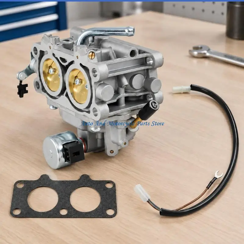 P9FD Aluminum Engine Carburetor for 358000 Series Engines, 2-Bore Replacement Set with Matching Gasket and Attached Solenoid