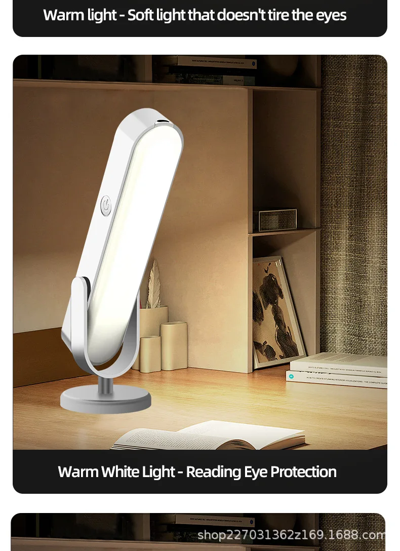 USB recarregável LED Desk Lamp, 3 cores escurecimento, toque, leitura, livro, computador, estudo, escritório, luz noturna para o quarto