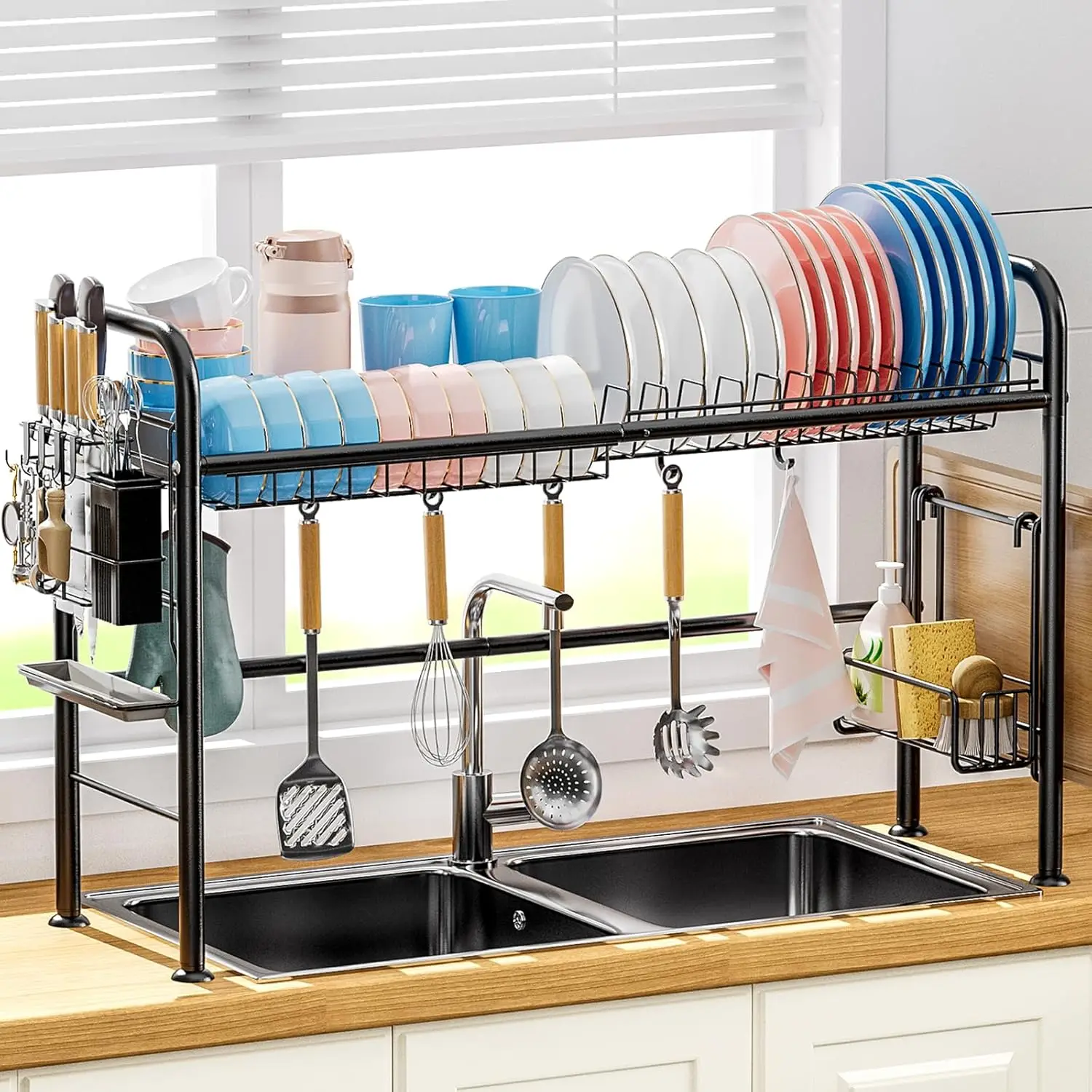 

GAOKASE Large Over The Sink Dish Drying Rack, 2 Tier Over Sink Dish Rack for Kitchen Counter, Above Sink Dish Drainer Drying Rac