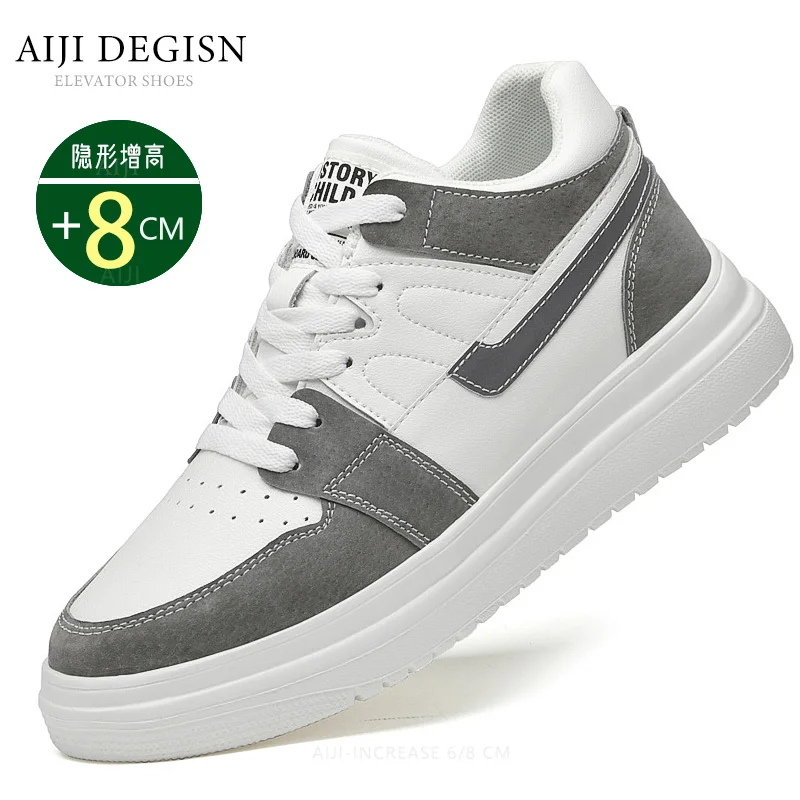 Genuine Leather mens elevator shoes for man 6cm 8cm height increasing sports sneakers elevate taller lift shoes Luxury